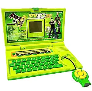 MM TOYS Ben 10 English Learner Laptop for Kids, 20 Fun Learning Activities, Attached Omnitrix Mouse, LCD Screen - Green