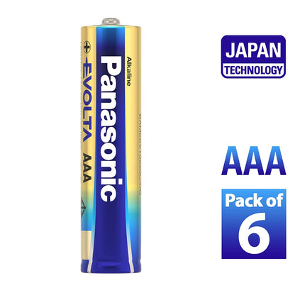 Panasonic Evolta Alkaline AAA Battery,Advanced Power, Anti-Leak Seal, Protects Power for up to 10 Years-Pack of 6