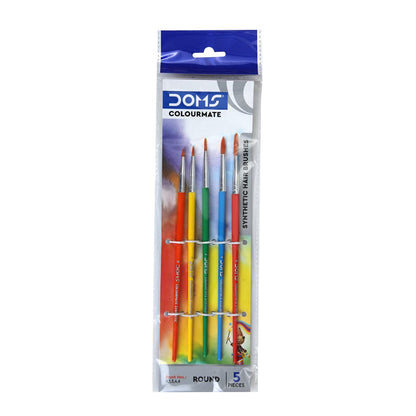 DOMS Colourmate Synthetic Paint Brush Set - 5 Different Sizes for Artists of All Ages