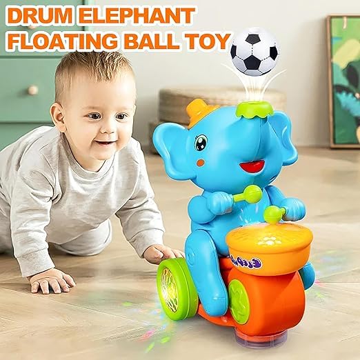 Drummer Elephant Floating Ball Musical Toy with LED Lights & Bump-Go Action for Kids
