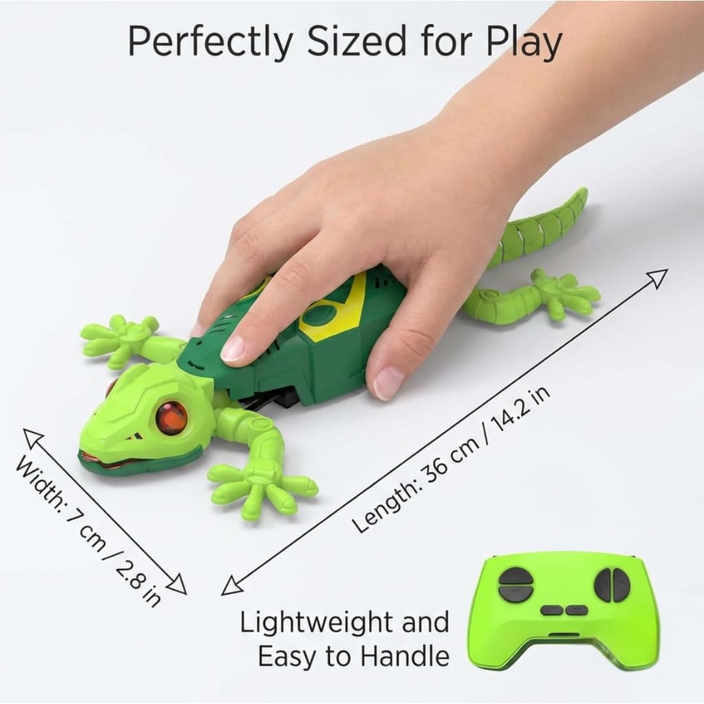 Wall Climbing Lizard Toy Remote Control with LED Eyes | Wall Crawler Gecko | Floor Ceiling Crawling Climbs Walls & Floors | Rechargeable RC Toy