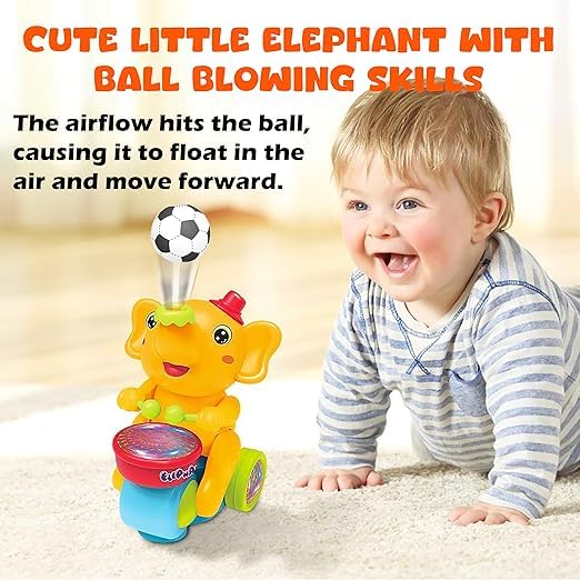 Drummer Elephant Floating Ball Musical Toy with LED Lights & Bump-Go Action for Kids