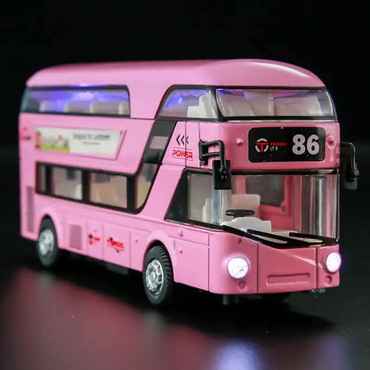 MM TOYS: Die-Cast Double Decker Metal Bus Toy, 7.5-inch Luxury Bus, 4 Wheel Drive with 2 Openable Doors & Light Music - A Perfect Toy for Kids
