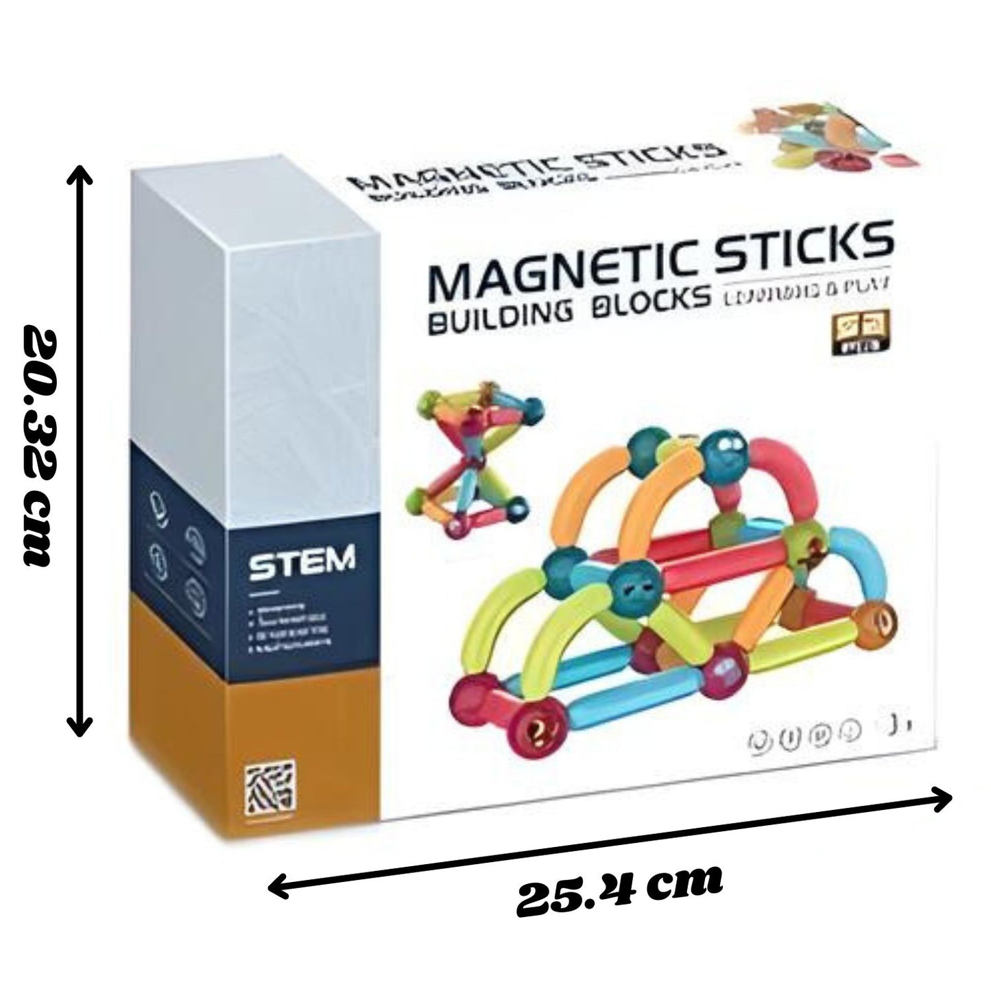 Magnetic Sricks Building Blocks Toy for Kids - Premium Sticks & Balls Set, Multiple Sizes & Curved Shapes, Educational 52 pcs magnetic sticks - Multicolor