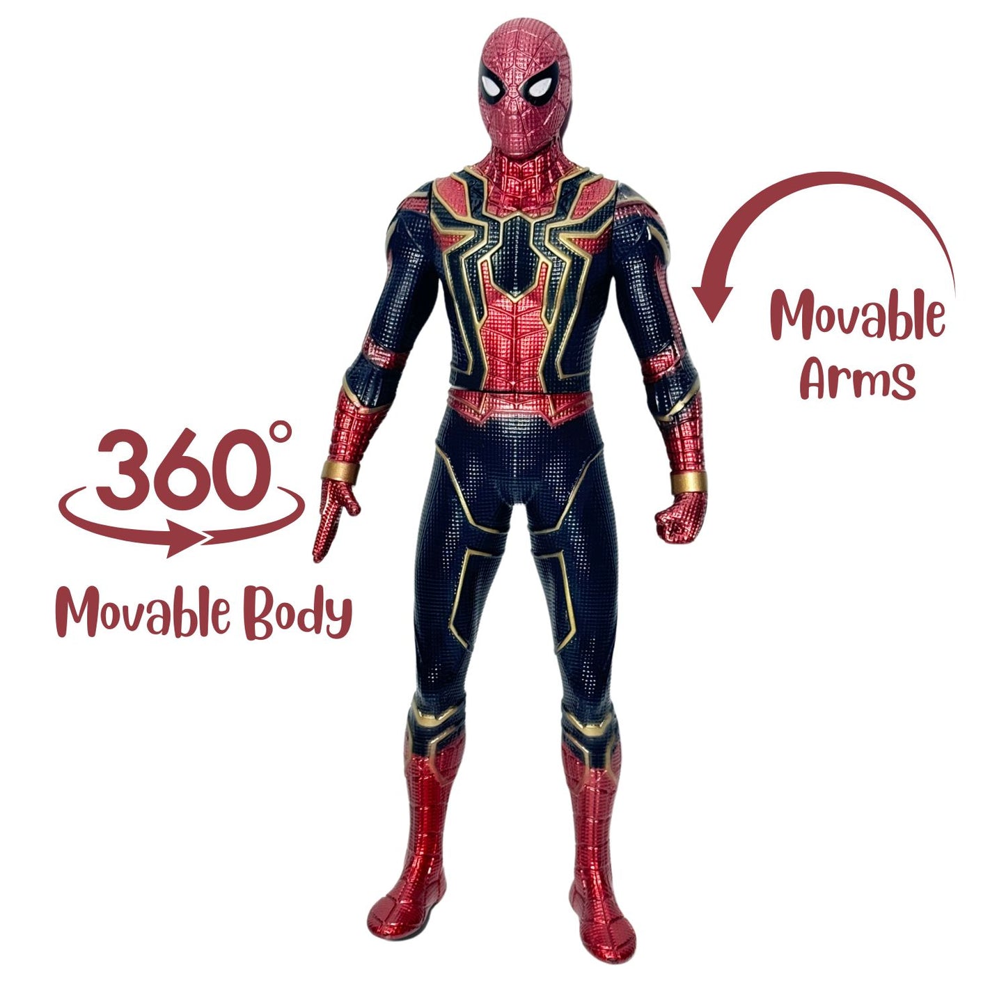 Avengers Spiderman Superhero Diecast Figure | 12 Inch Movable Arms & Upper Body Toy for Kids - Multicolor