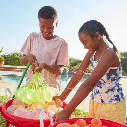 MM TOYS Automatic Fill & Tie Magic Water Balloons – 111 Self-Sealing Holi Water Balloons – Fast Fill in 60 Seconds – Festival & Summer Outdoor Fun