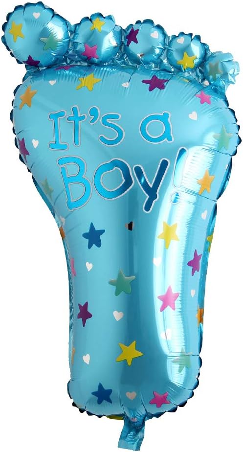 MM Toys 'IT'S A BOY' Balloon, Baby Foot Design, Helium Quality Foil, Ideal for Baby Showers, Blue, 28 Inches