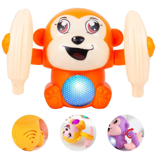 MM TOYS Voice Control Dancing Monkey Toy with Light & Music, 360° Spinning Tumbling Sensor Toy for Kids
