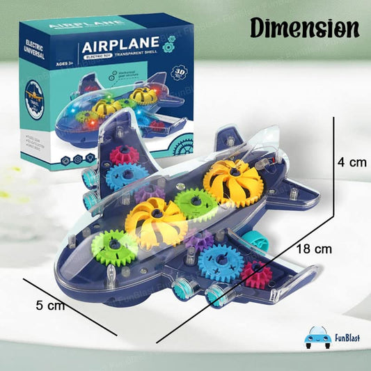 MM Toys Electronic Gear Airplane Vibrant Lights & Sounds, Transparent Design, Perfect Gift for Toddlers, For 1 to 3 years
