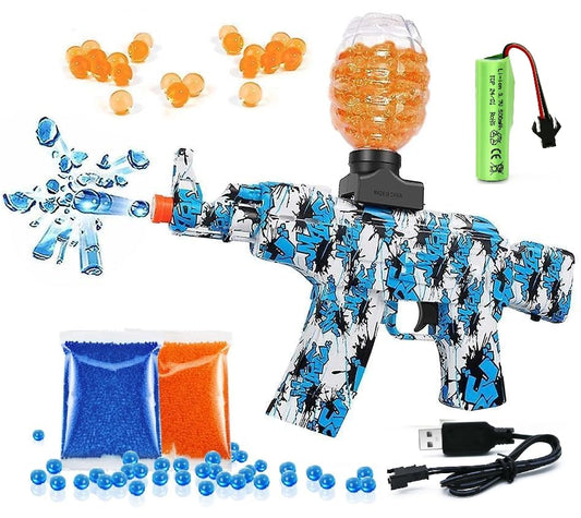 MM Toys Fully Automatic Gel Bullet Blaster Gun Toy – High-Speed Electric Shooting, Rechargeable Battery, Big Gel Storage Tank – Safe Plastic Water Gun for Kids (Color May Vary)