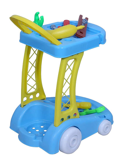 Mamma Mia' Kid's Tool Set Trolley, Non-Toxic ABS Plastic, Variety of Accessories - Colourful Fun