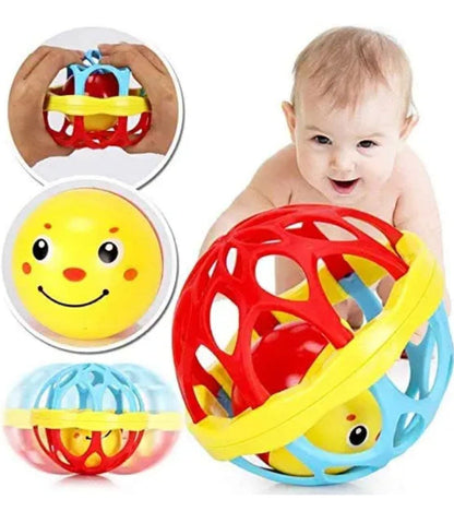MM TOYS Biggie Soft Rattle, Ball Shape, Non-Toxic BPA Free, Safe for 0+ Months, BIS Certified, Multicolor - 1 Pc.