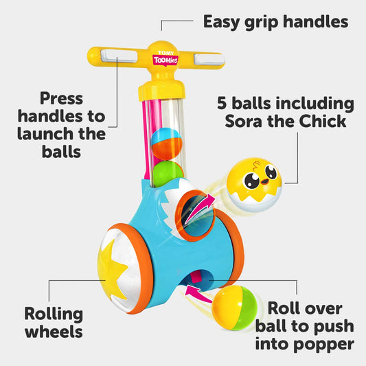 Funskool Pic and Pop Toy: Collect and Shoot Ball Game, Interactive Learning Fun for 18+ Months Toddlers, Includes 3 Colored Balls - Multicolor