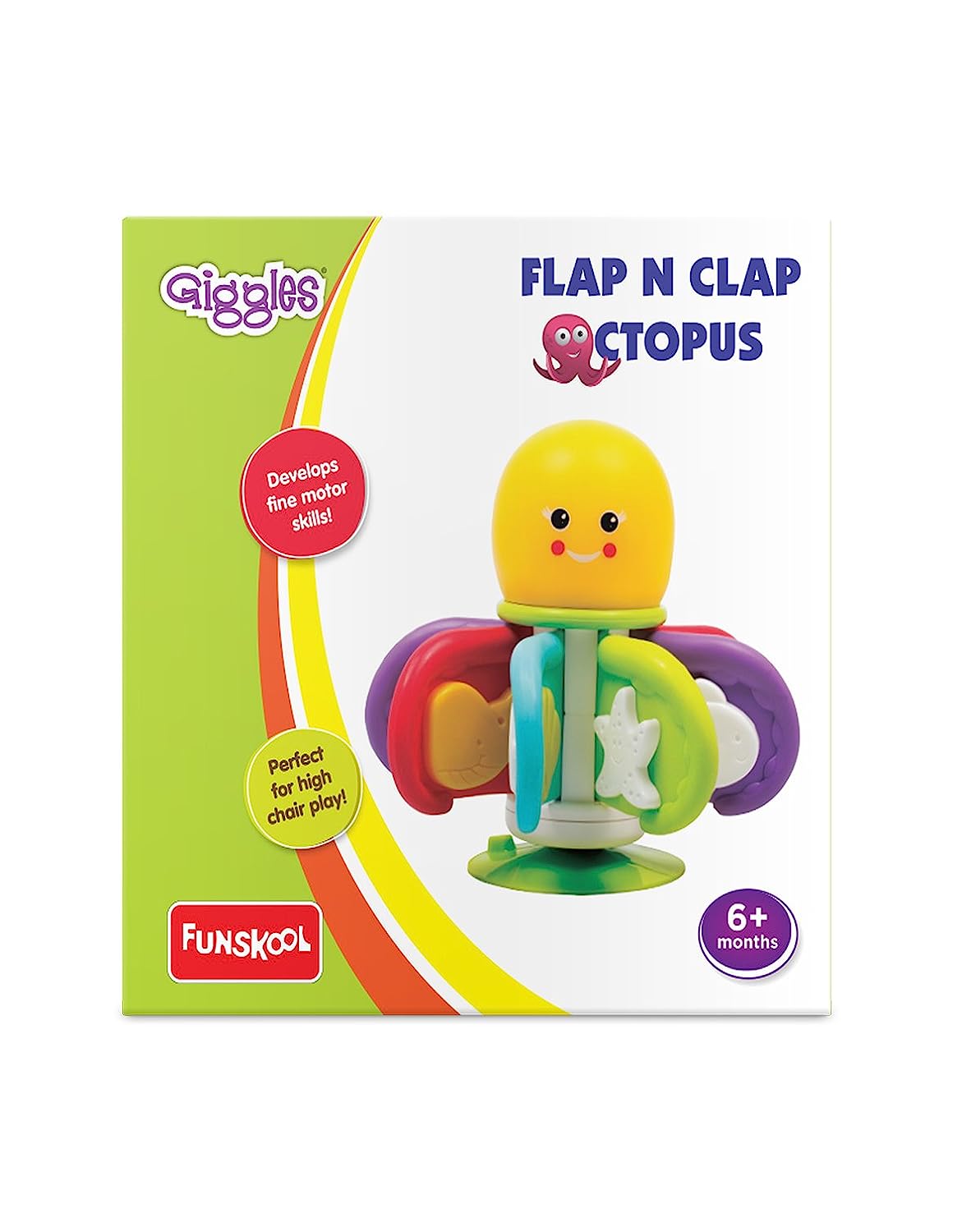 Giggles Flap N Clap Octopus - Multicolour High Chair Activity Toy for Developing Motor Skills - 6 Months & Above