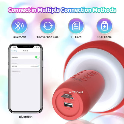 MM TOYS EchoFest 4-in-1 Karaoke Microphone WS-910 - LED, Bluetooth, Multi-Function, Voice-Changing, Suitable for All Smartphones