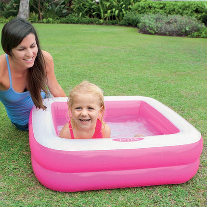 Intex 57100 Square Shape Inflatable Pool - Suitable for Ages 2 to 4 | 34"x34"x10" | Repair Patch Included - Color May Vary