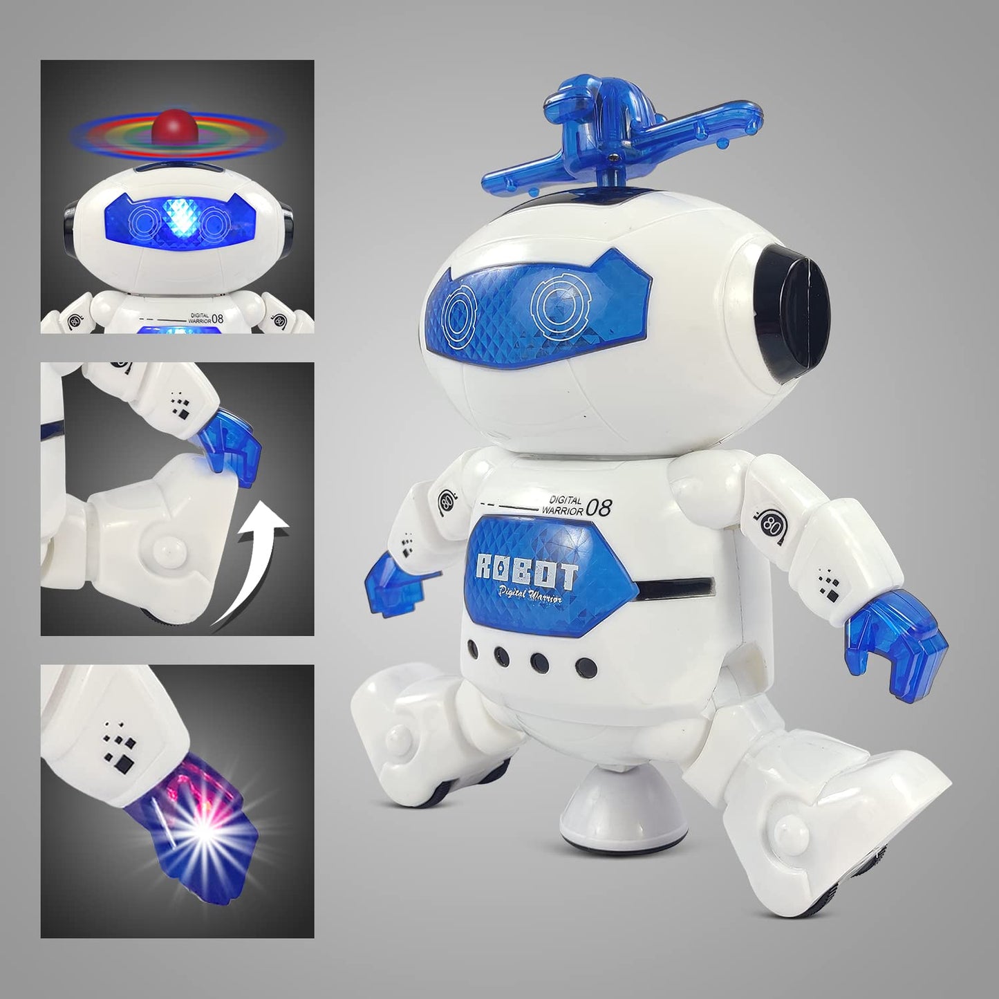 MM TOYS Dancing Naughty Robot Toy , Lights & Music, 2 AA Batteries, 2-4 Years - White