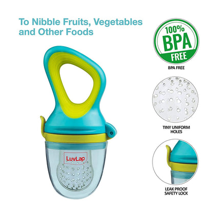LuvLap Silicone Food/Fruit Nibbler with Extra Mesh, Soft Pacifier/Feeder, Teether for Infant Baby, BPA Free( 18602)