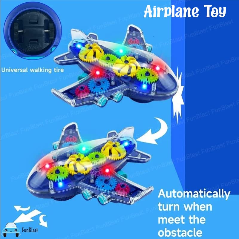 MM Toys Electronic Gear Airplane Vibrant Lights & Sounds, Transparent Design, Perfect Gift for Toddlers, For 1 to 3 years