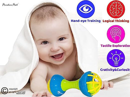 MM TOYS Baby Rattles - Non-Toxic BPA Free Set of 4 Pcs, Multicolor, Ideal for Infants 0+ months