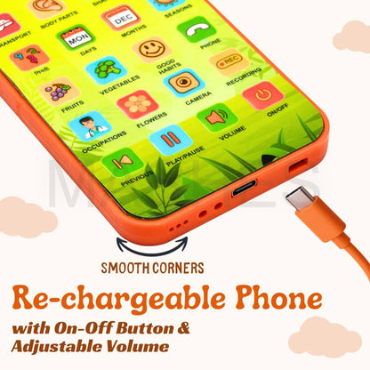Kids Educational Talking Phone Toy Rechargeable – Hindi & English Learning Mobile with Music, Stories & Voice Recording for Boys & Girls (Age 2–7 Years)