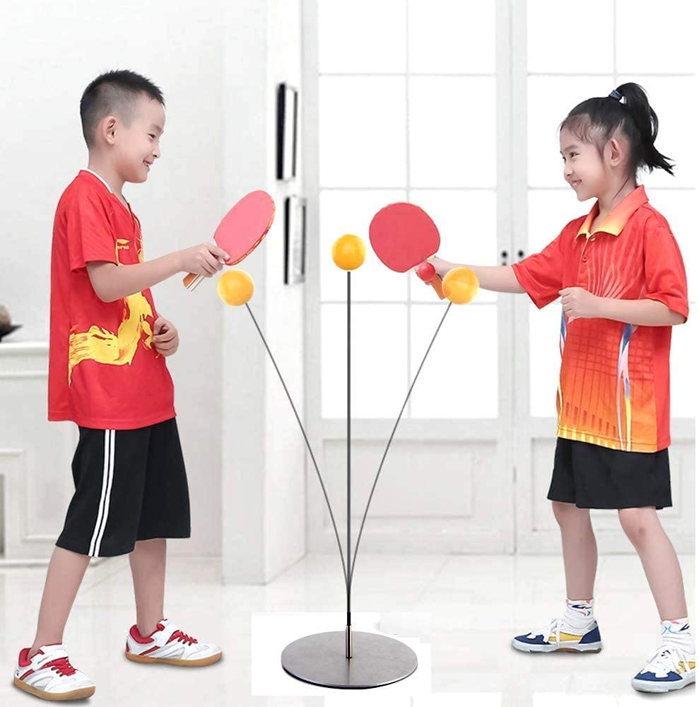 MM Toys Portable Tennis With Stand 3 Balls Two Plastic Racket Indoor Sports Toy For 3 to 8 Year Kids