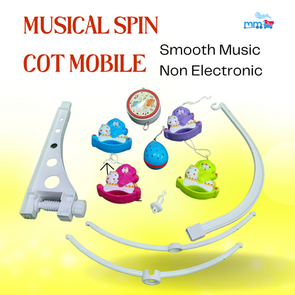 MM TOYS MelodySpin Musical Cot Mobile - Soft Soothing Music, Rotating Toys, Wind-Up Motion - Non-Electronic - Newborn 0-2 Months