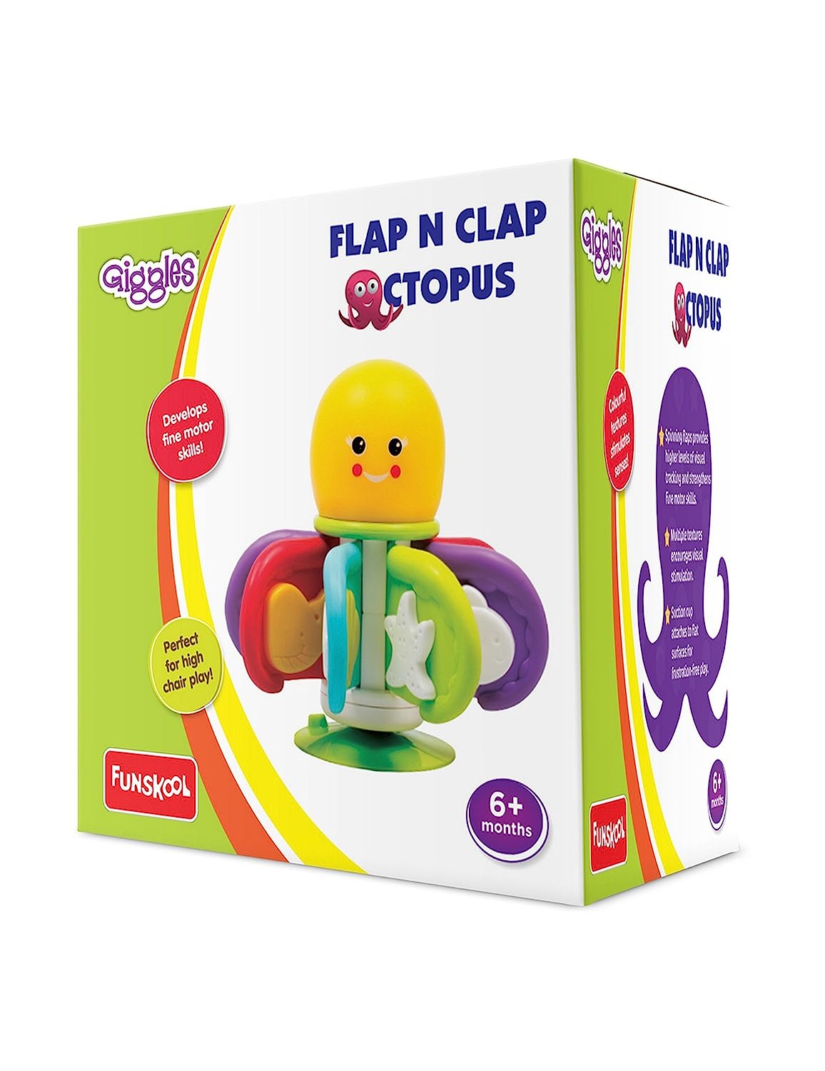 Giggles Flap N Clap Octopus - Multicolour High Chair Activity Toy for Developing Motor Skills - 6 Months & Above