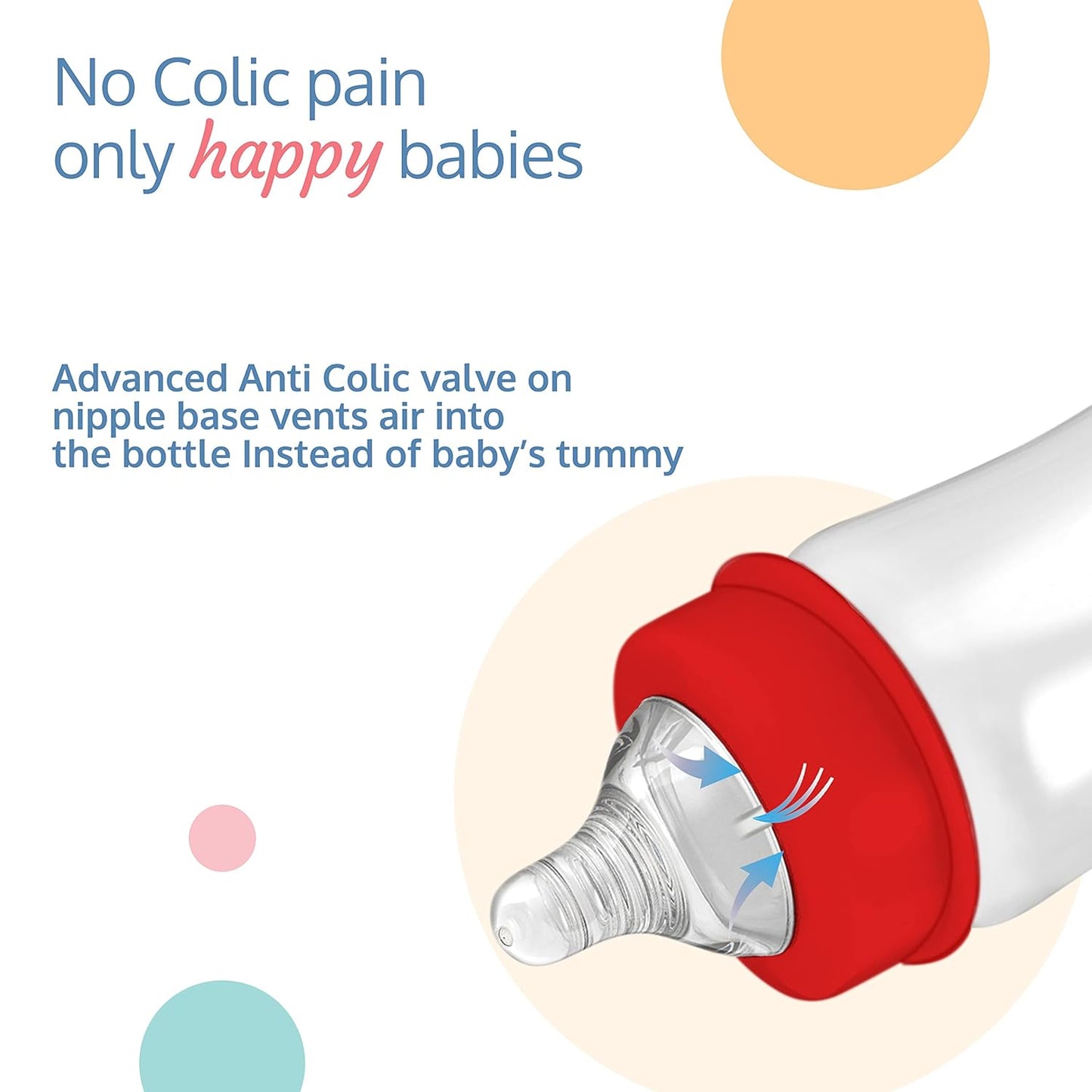 Luvlap Natura Flo 250ml Anti-Colic Wide Neck Baby Feeding Bottle, Suitable, For 3 month + BPA-Free (18910)