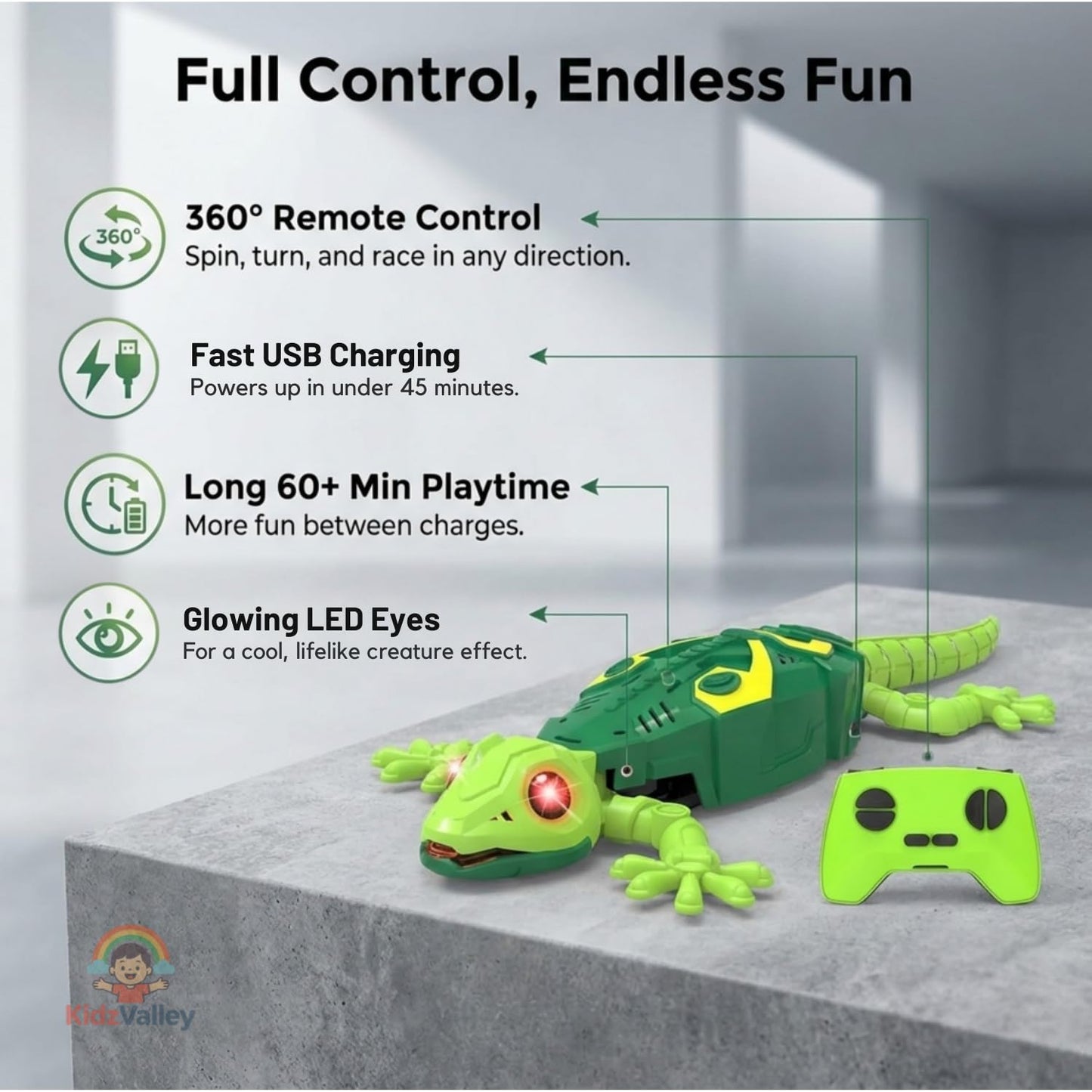 Wall Climbing Lizard Toy Remote Control with LED Eyes | Wall Crawler Gecko | Floor Ceiling Crawling Climbs Walls & Floors | Rechargeable RC Toy