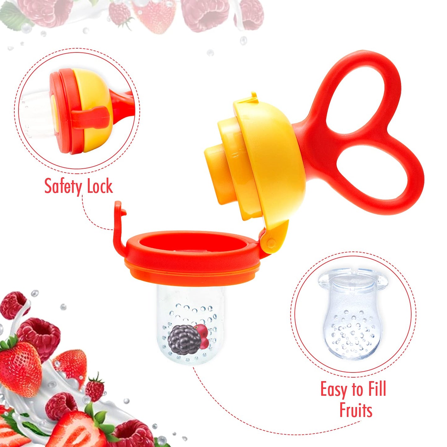 LuvLap Silicone Food/Fruit Nibbler with Extra Mesh, Soft Pacifier/Feeder, Teether for Infant Baby, BPA Free( 18601)