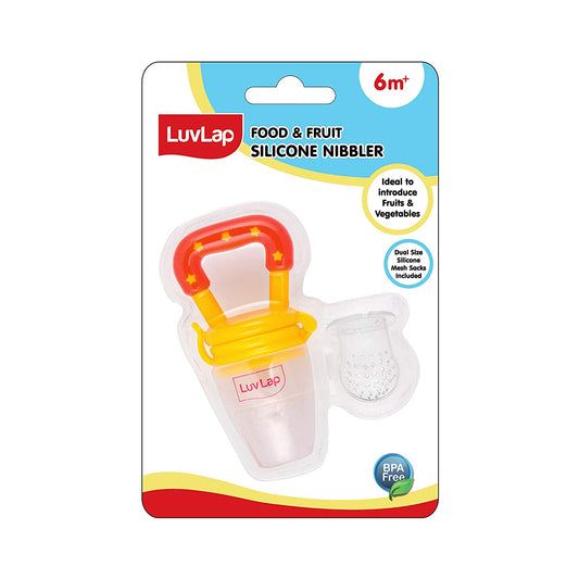 LuvLap Silicone Food/Fruit Nibbler with Extra Mesh, Soft Pacifier/Feeder, Teether for Infant Baby, BPA Free( 18599)