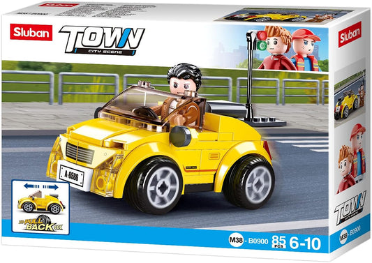 Sluban M38-B0900 Town Sport Car Pull Back Blocks Set for Kids 6+ Years - Build Your Own Car Model - 85pcs - Red