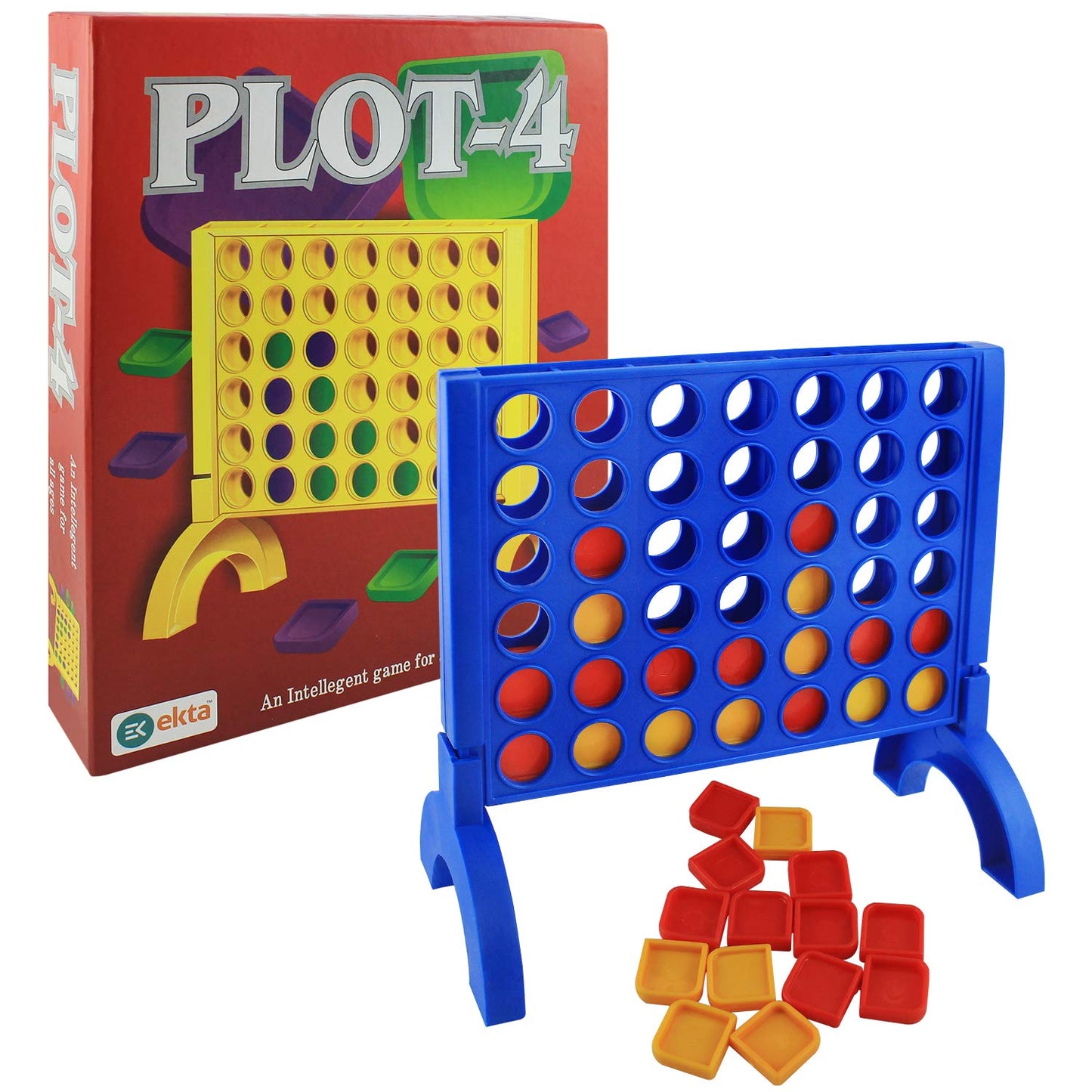 Ekta Plot-4 Family Game For 5+ Year Kids And Adult 2 Players Game Plastic Material - Multicolor