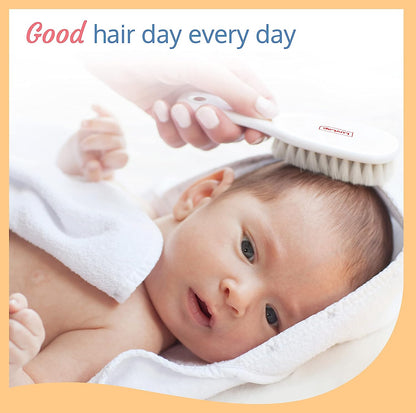 LuvLap Stylish Infant Hair Brush and Comb Kit, Suitable from Birth 0+month baby (White) 18607