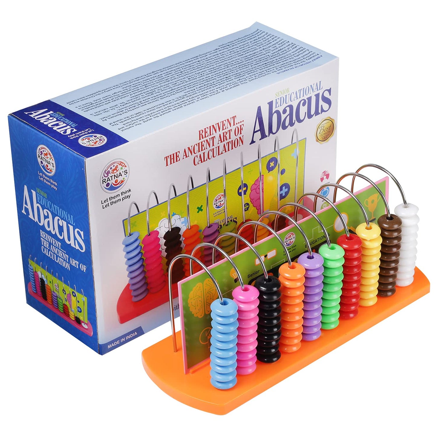 Ratna's Educational Abacus Senior for Kids to Count, Add & Subtract with Colourful Beads
