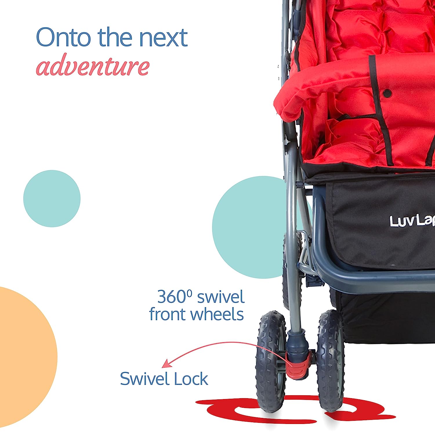 LuvLap Starshine Lightweight Baby Stroller/Pram for Newborn to 3-Year-Old Kids - Adjustable Backrest, 360° Wheel, Reversible Handlebar 18135 -Red
