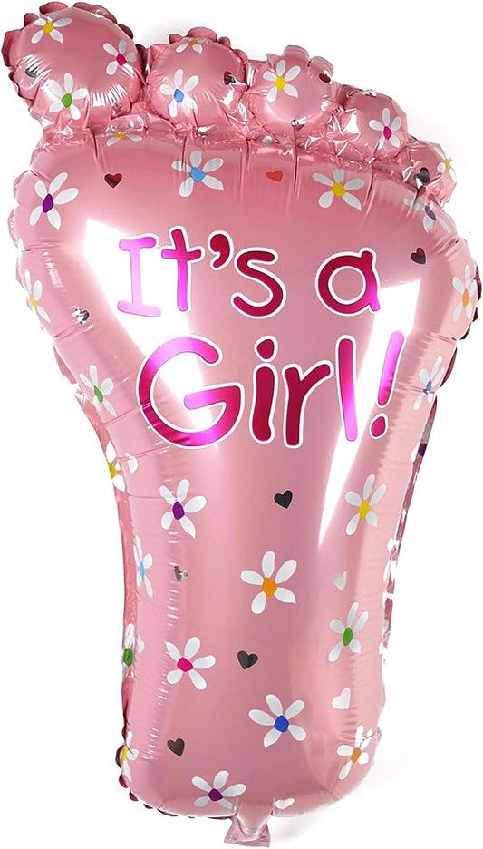 MM Toys 'IT'S A GIRL' Helium Quality Foil Balloon, Baby Foot Design for Baby Shower Celebration, Pink, 28 Inches