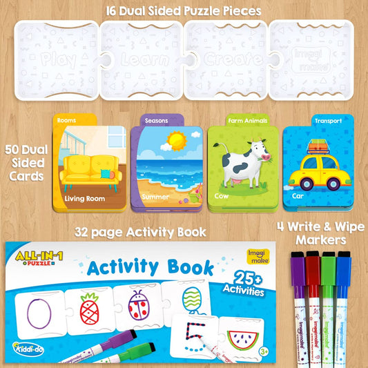 Imagimake -All-in-1 Puzzle - Learn 25+ Activities Solving Puzzle Learning & Educational Toys for 3 Years & Above Kids