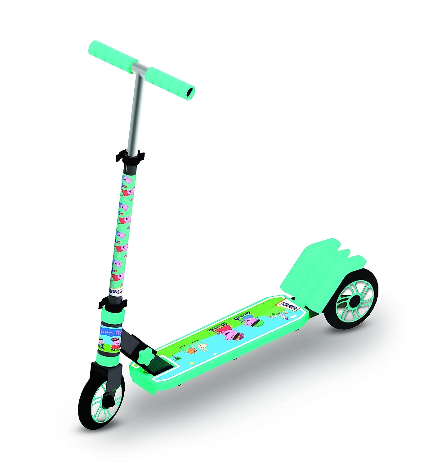 Skoodle Peppa Pig - 3 Wheels Kick Scooter - Ocean Green - Enhanced Stability - For Youth Fun and Safety