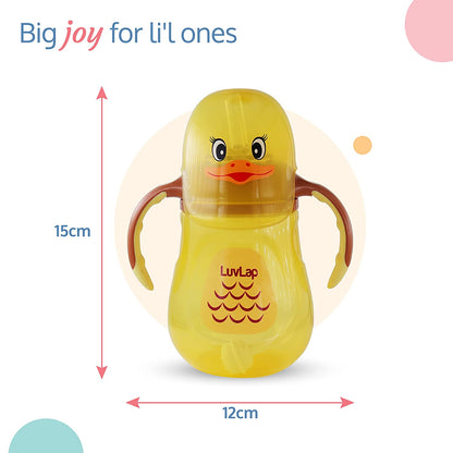 LuvLap Naughty Duck Straw Sipper, Soft Silicone Straw, Anti-Spill, 280ml, 6m+ (Yellow)