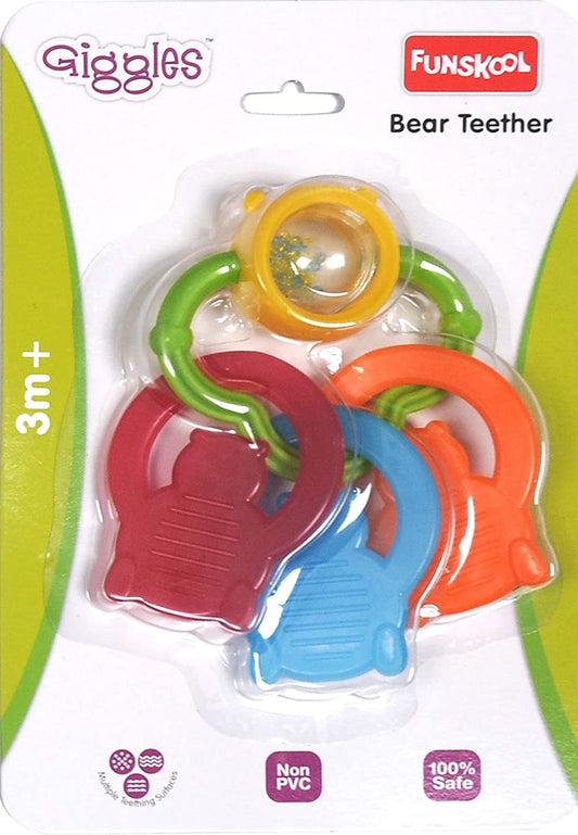 Giggles Bear Teether - Food-Grade Silicone, Easy-Grip Design - Ideal for Infants 6+ Months