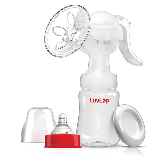 LuvLap Manual Breast Pump: 3 Level Suction Adjustment,Includes 2pcs Free Breast Pads,Soft & Gentle,BPA Free,1 Year Warranty, Ideal for Nursing Mothers