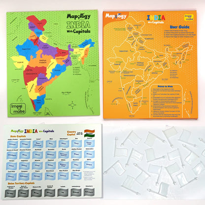 Imagimake Mapology India with State Capitals - Educational Toy and Learning Aid for Boys and Girls - India Map Puzzle - Jigsaw Puzzle, 25 Pieces
