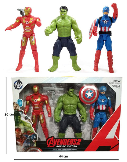 Avengers Superhero's 12 Inch - 3 Pcs Set with Lights, Collectible Action Figures, Perfect for Kids - Assorted