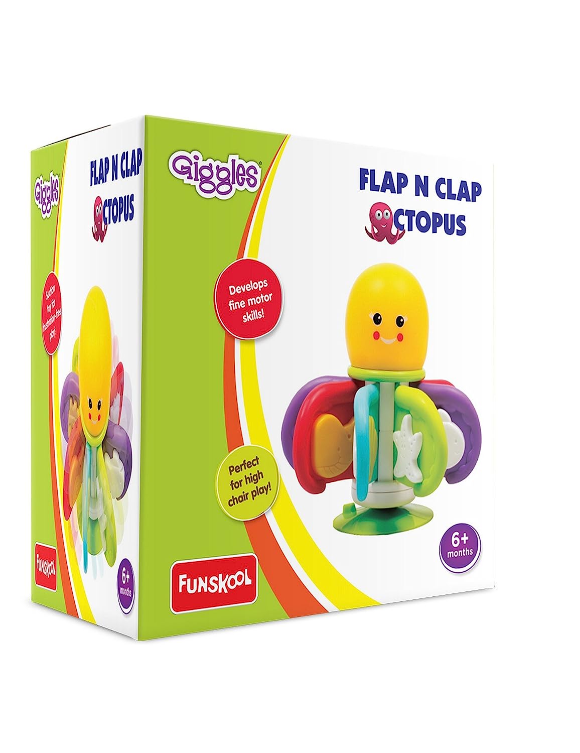 Giggles Flap N Clap Octopus - Multicolour High Chair Activity Toy for Developing Motor Skills - 6 Months & Above