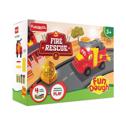 Funskool Fundough Fire Rescue Playset - Multicolored Pretend Play Dough Toy for Shaping and Sculpting, Suitable for Ages 3 and Up