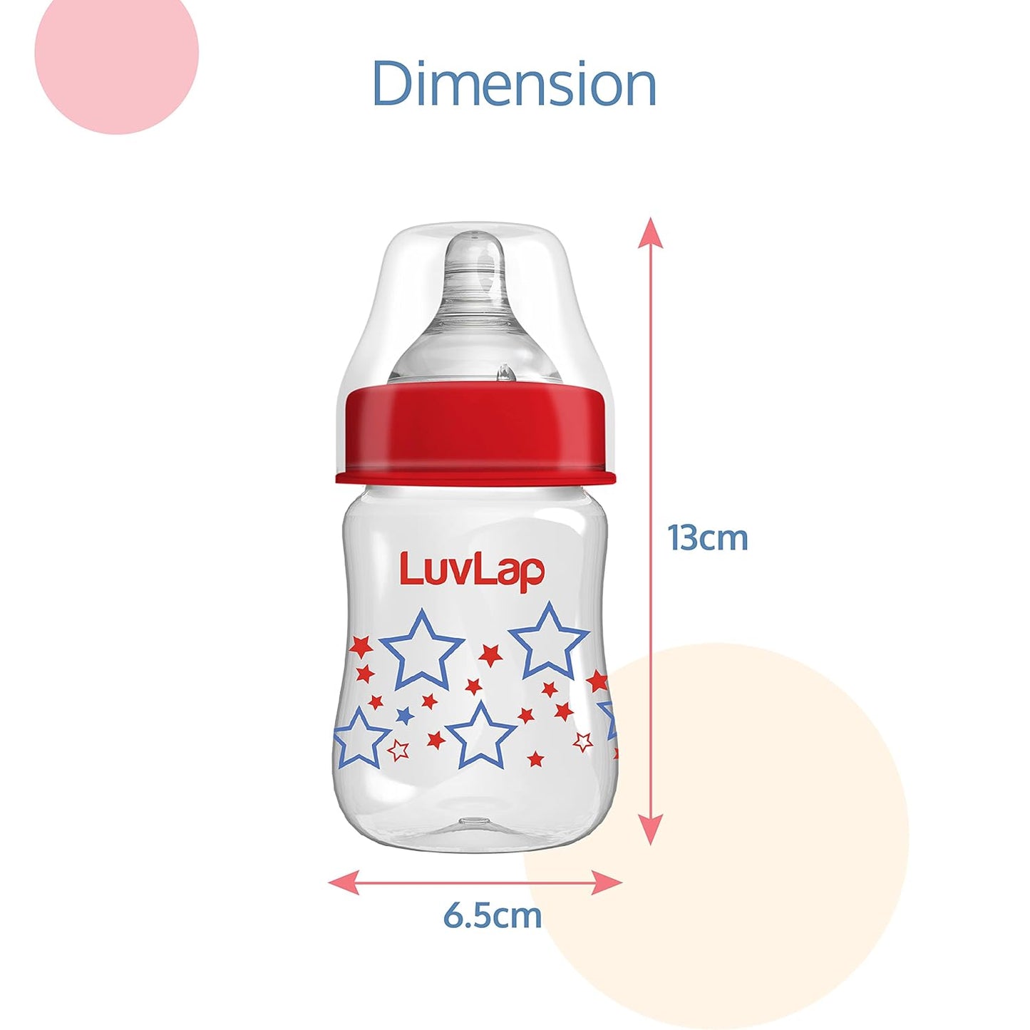 Luvlap Natura Flo 150ml Anti-Colic Wide Neck Baby Feeding Bottle, Suitable for Newborns, BPA-Free for 0  month+ (18907)
