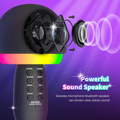 MM TOYS EchoFest 4-in-1 Karaoke Microphone WS-910 - LED, Bluetooth, Multi-Function, Voice-Changing, Suitable for All Smartphones