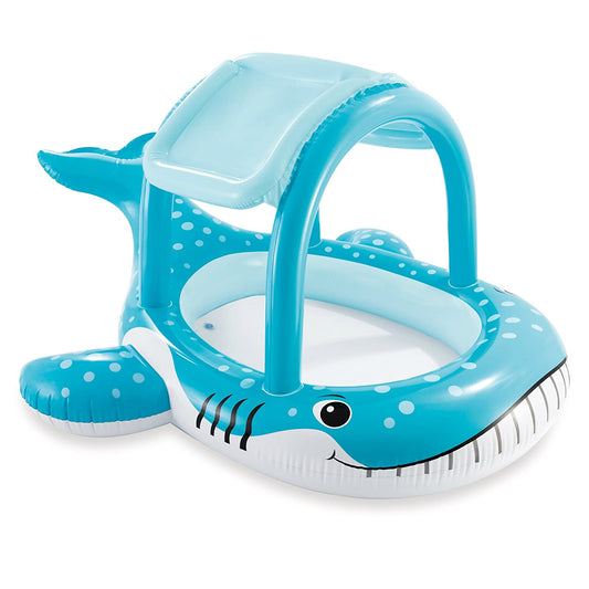 Intex Whale Shape Inflatable Kids Bath Tub Pool 57440 - Lightweight with Built-in Sunshade (Best for 2-6 years), Dimensions: 2.11 x 1.85 x 1.09 Meters, Includes Free Repair Patch